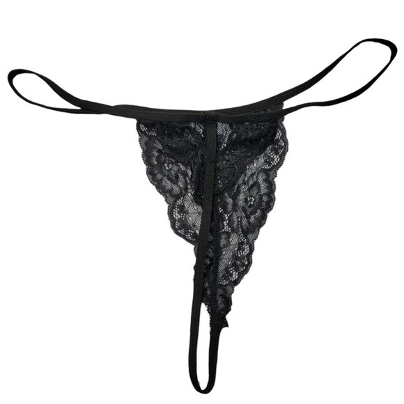 Black Lace V String Panties - Picture 3 of 3